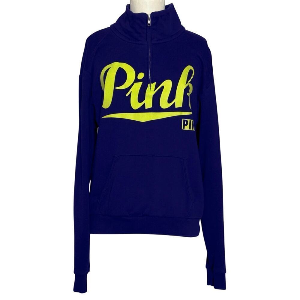 Victoria's Secret Pink Women's Small Long Sleeve 1/4 Zip Fleece Sweatshirt